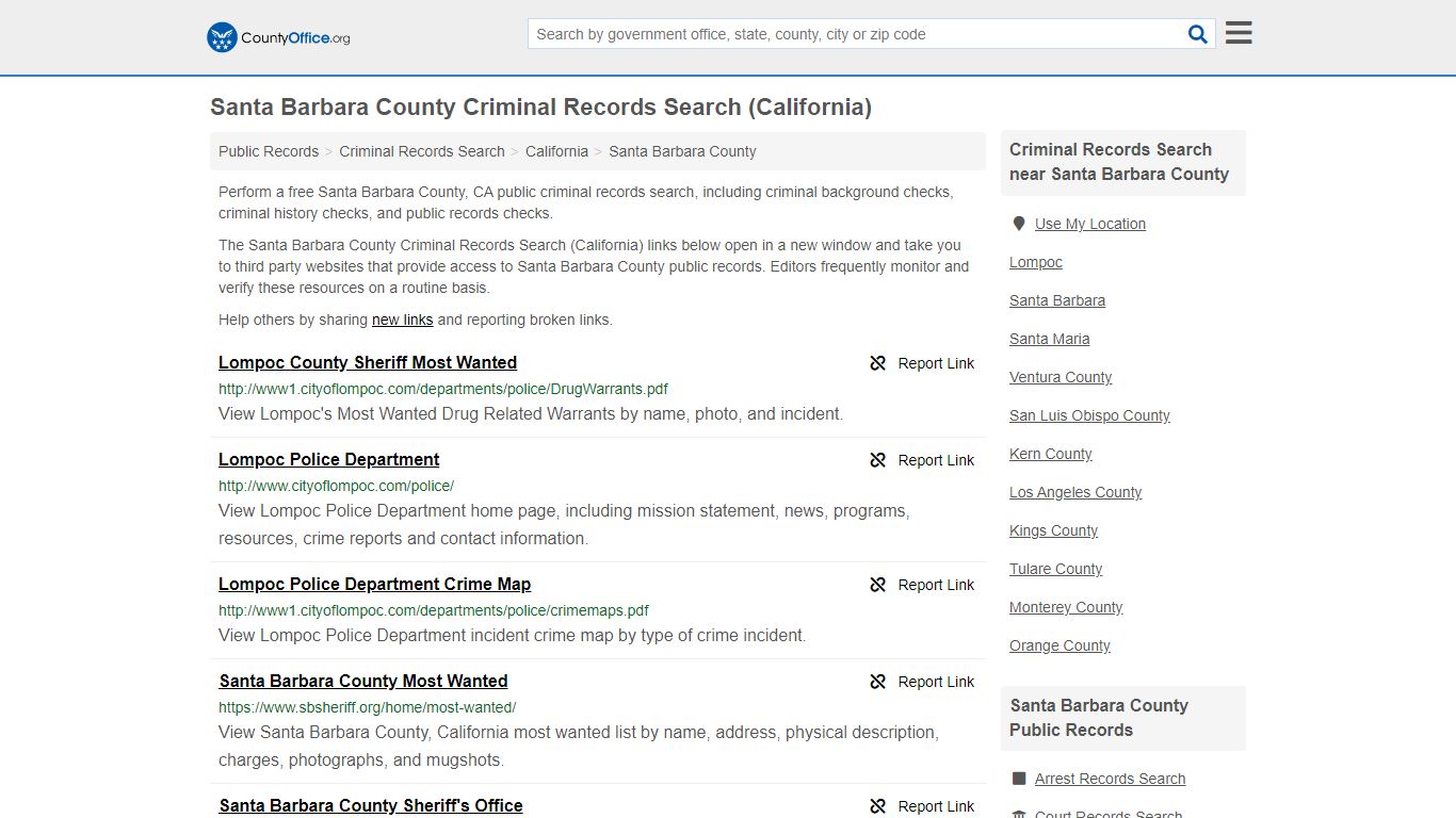 Criminal Records Search - Santa Barbara County, CA ...